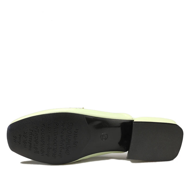 SQUARE TOE CHAIN MULE SLIDES