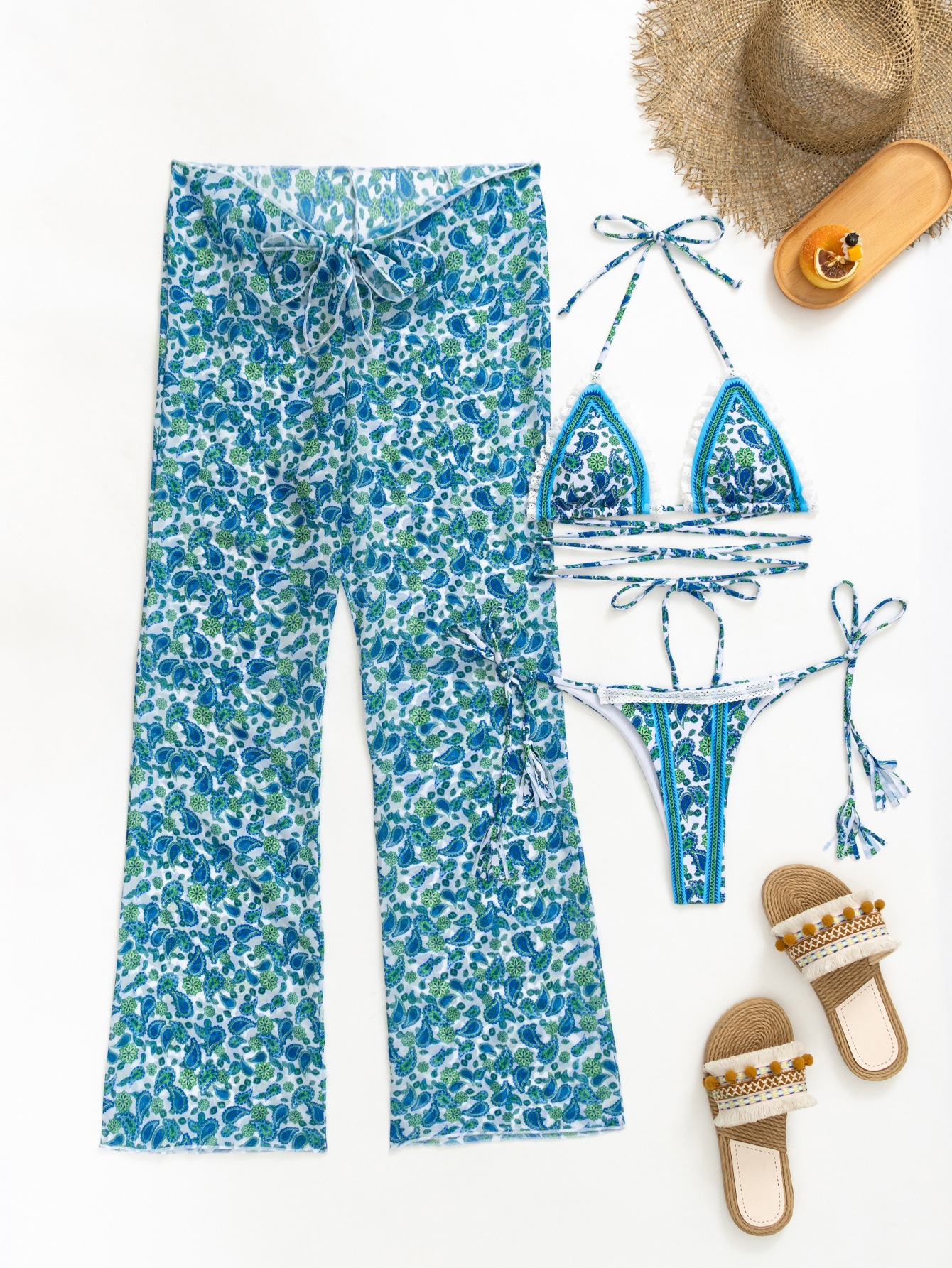 BIKINI + COVERUP PANT RESORT WEAR