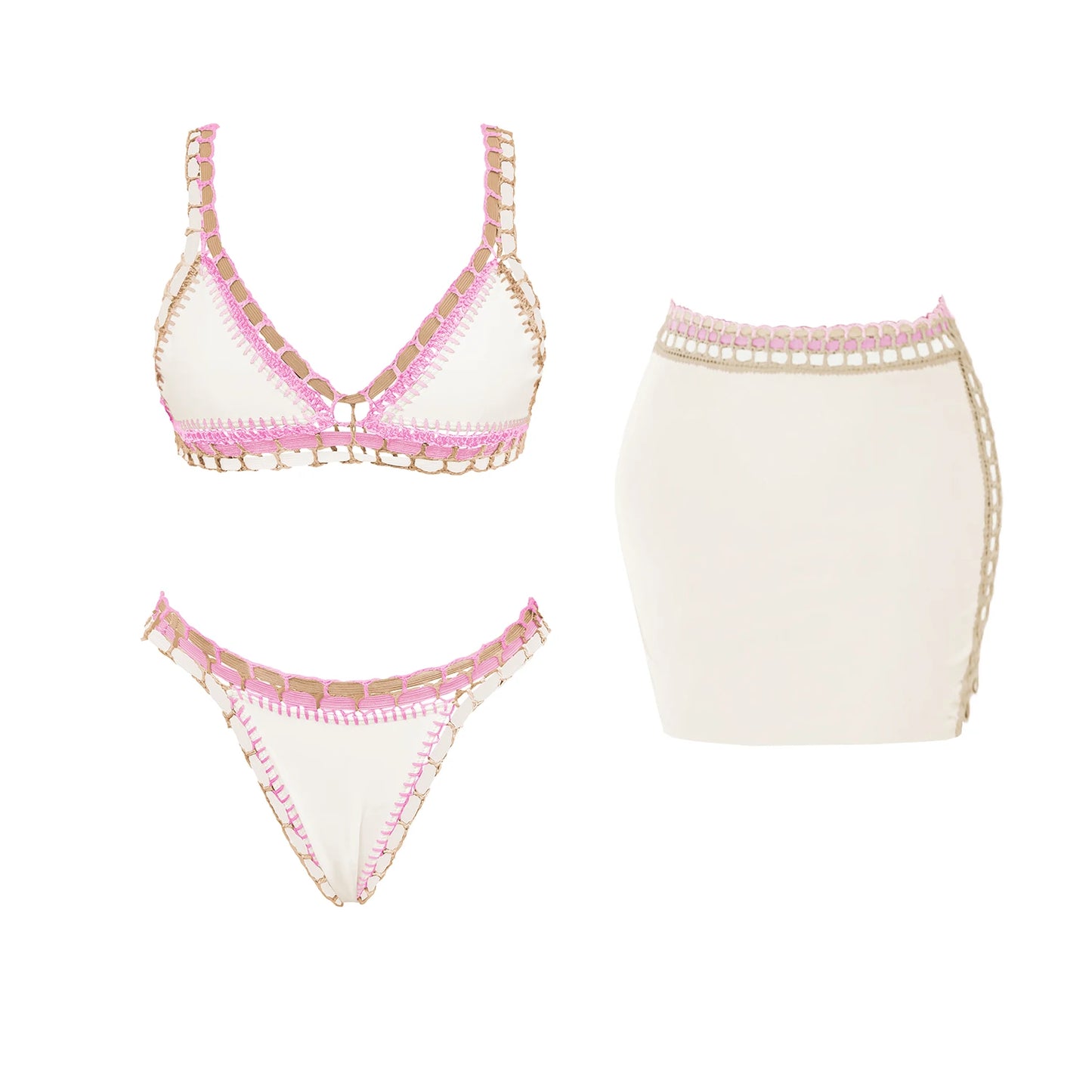 KNIT TRIANGLE BIKINI SKIRT SET