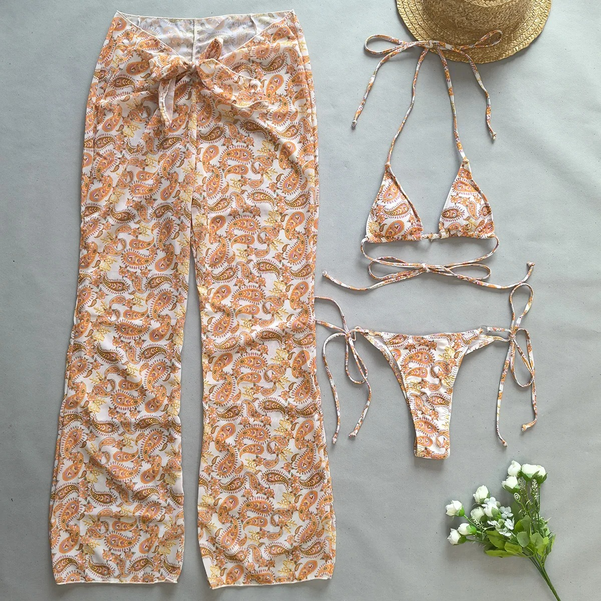 BIKINI + COVERUP PANT RESORT WEAR