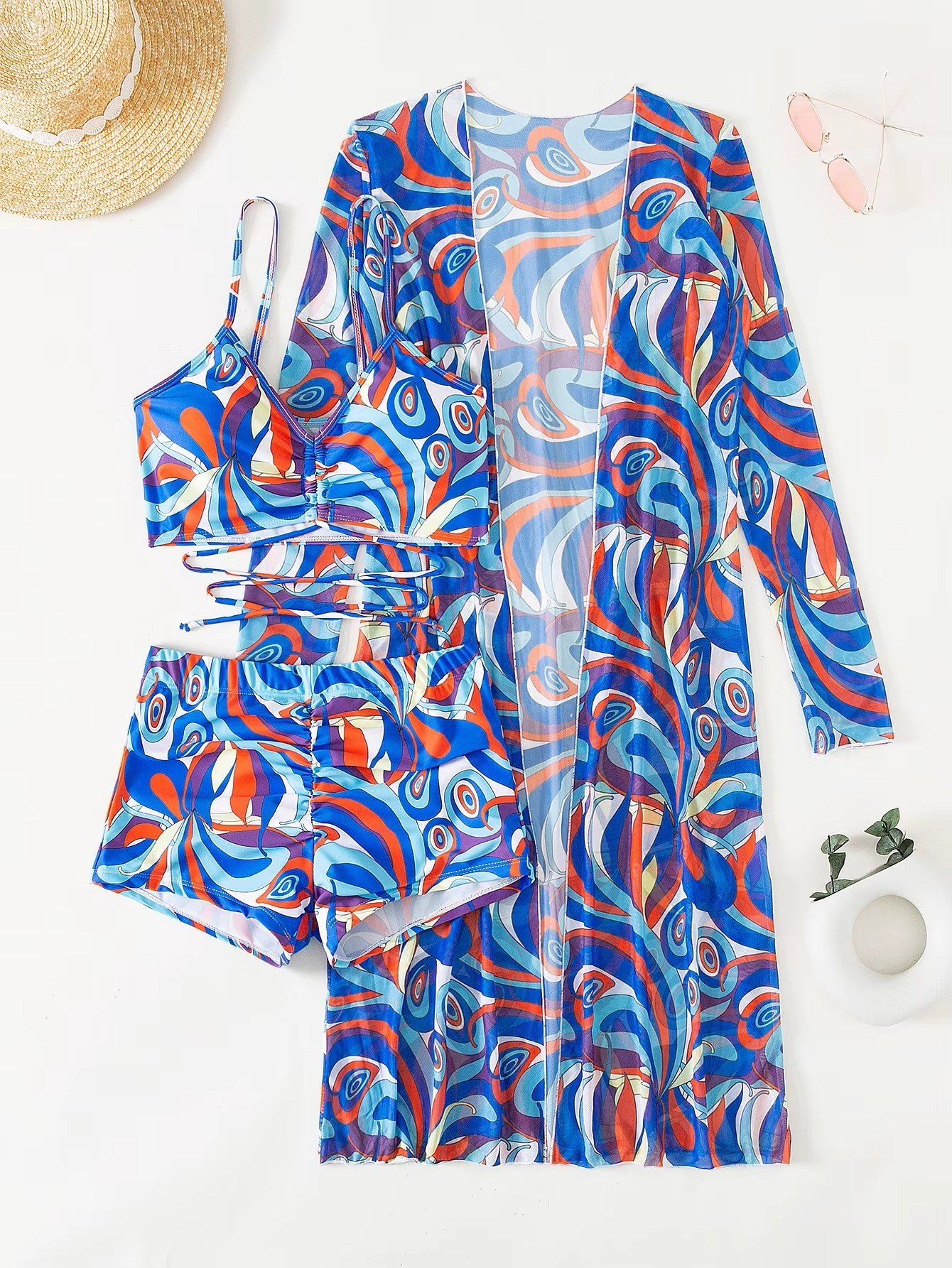 3-PIECE TROPICAL BEACHWEAR