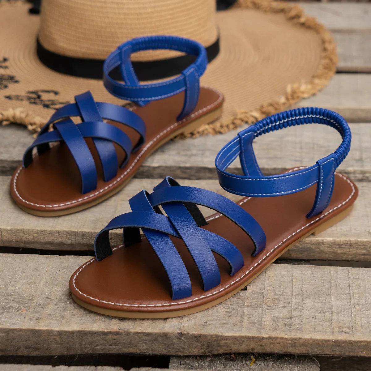 ROMAN STARP FLAT SANDALS