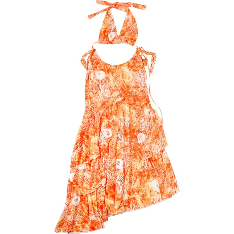 HALTER LONG RUFFLE SKIRT SET