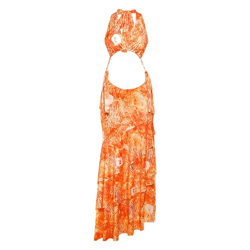 HALTER LONG RUFFLE SKIRT SET