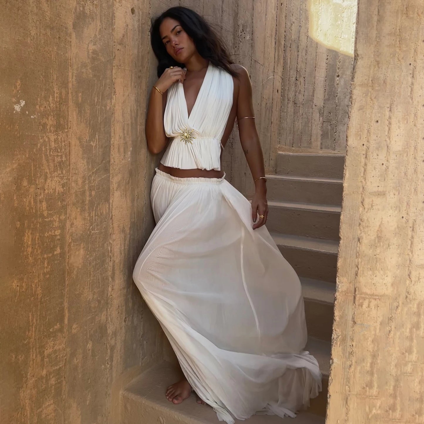 RUFFLE LONG SKIRT 3 PIECE SET