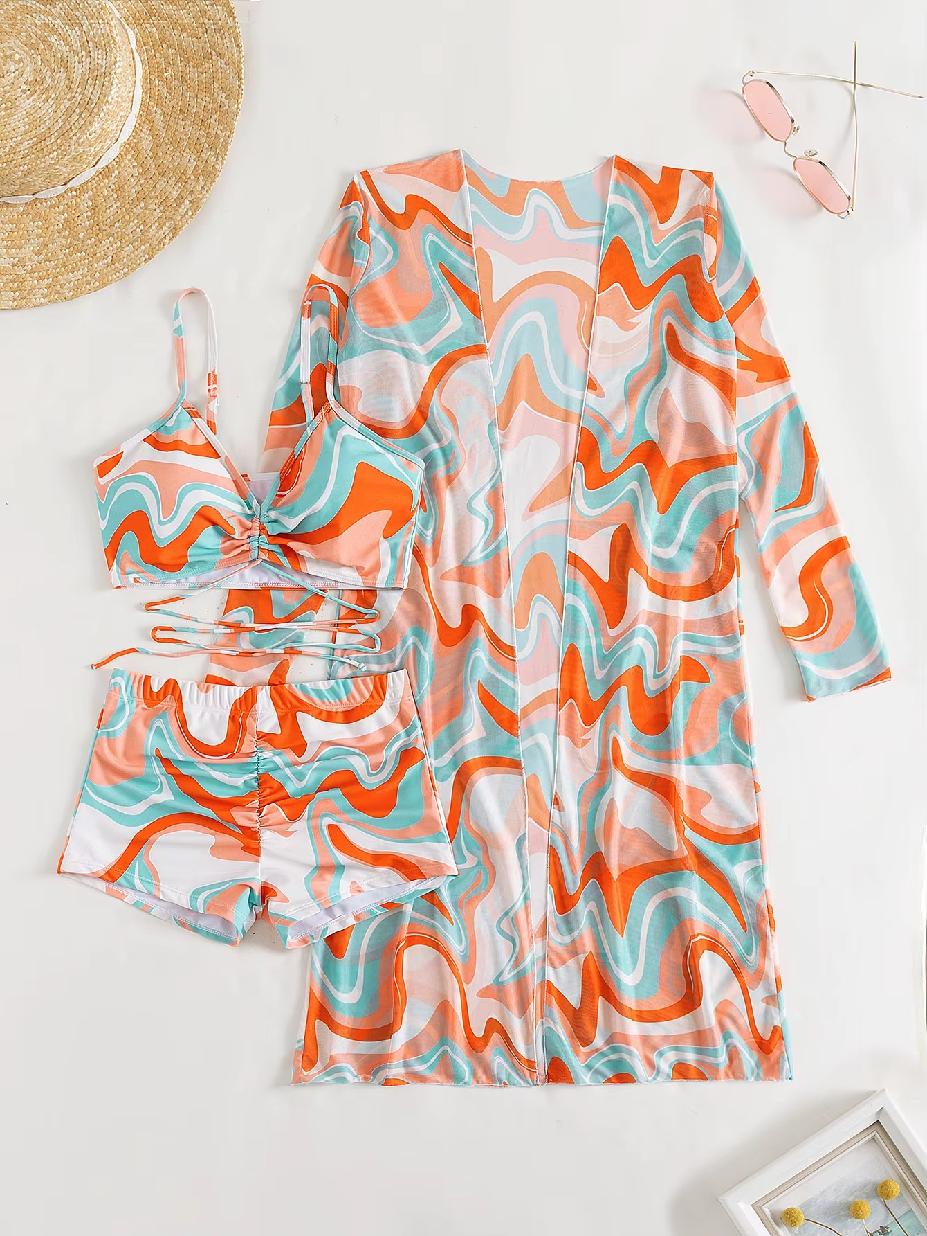 3-PIECE TROPICAL BEACHWEAR