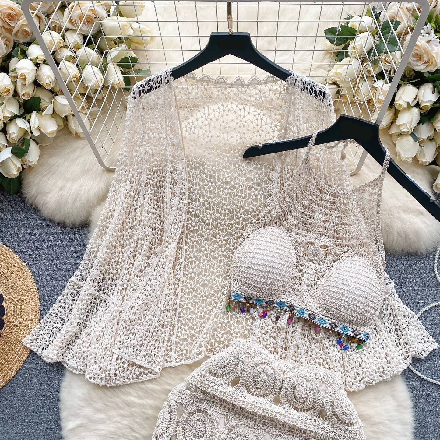 CAMI WITH CARDIGAN & SKIRT
