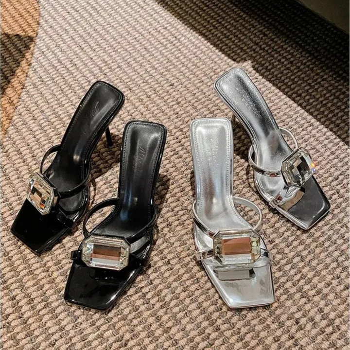 CRYSTAL SQUARE TOE LUX HEEL