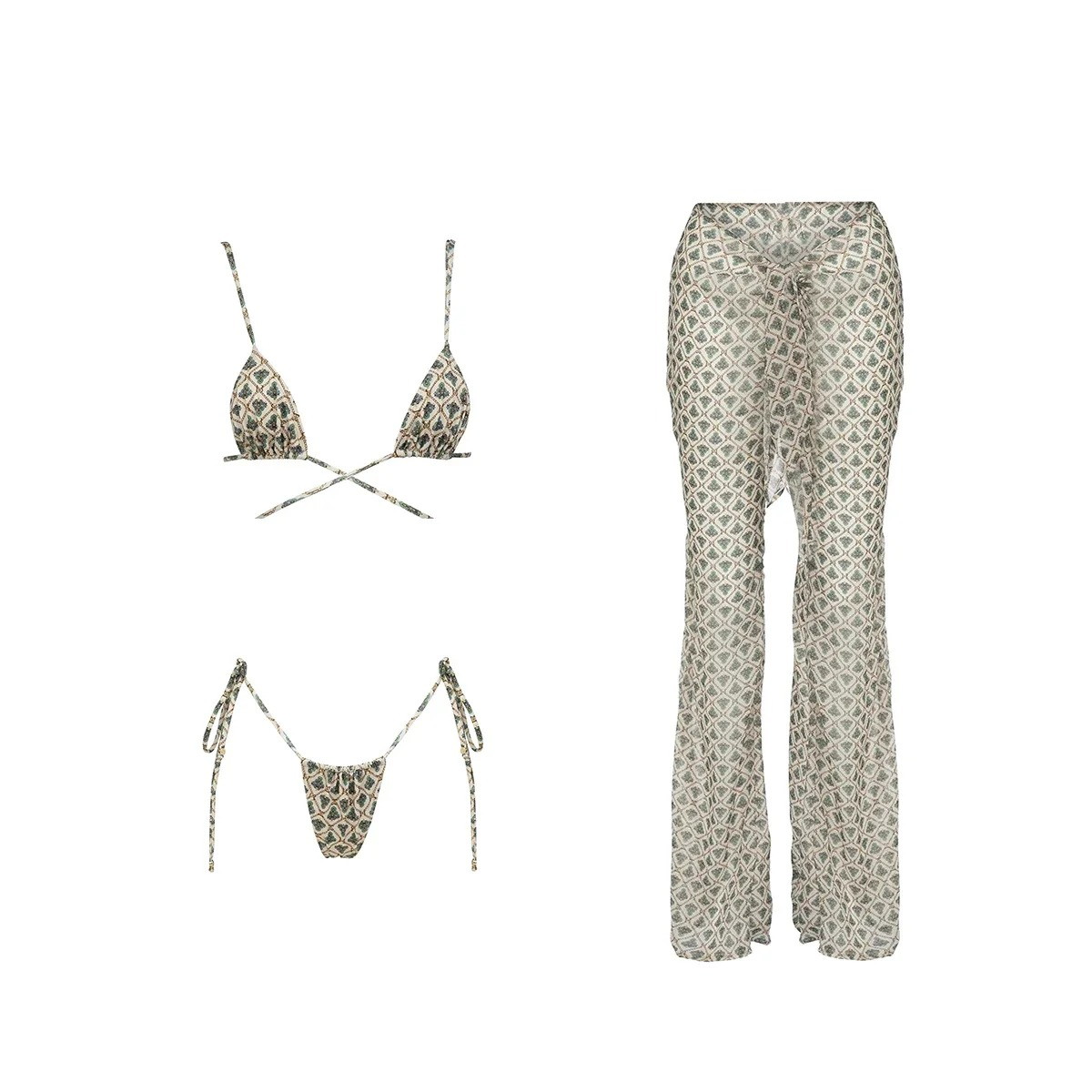 BIKINI + COVERUP PANT RESORT WEAR