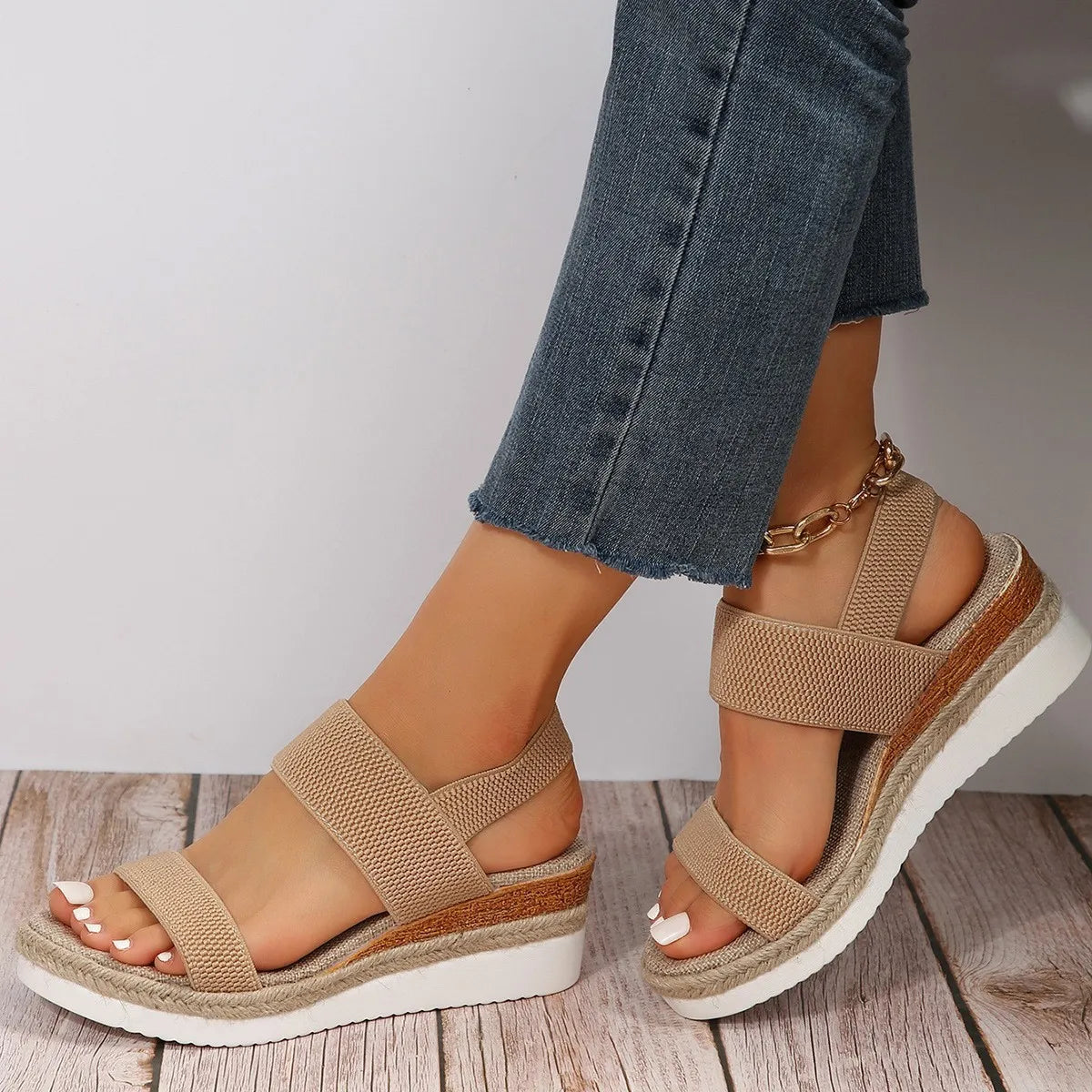 OPEN TOE WEDGE SANDALS