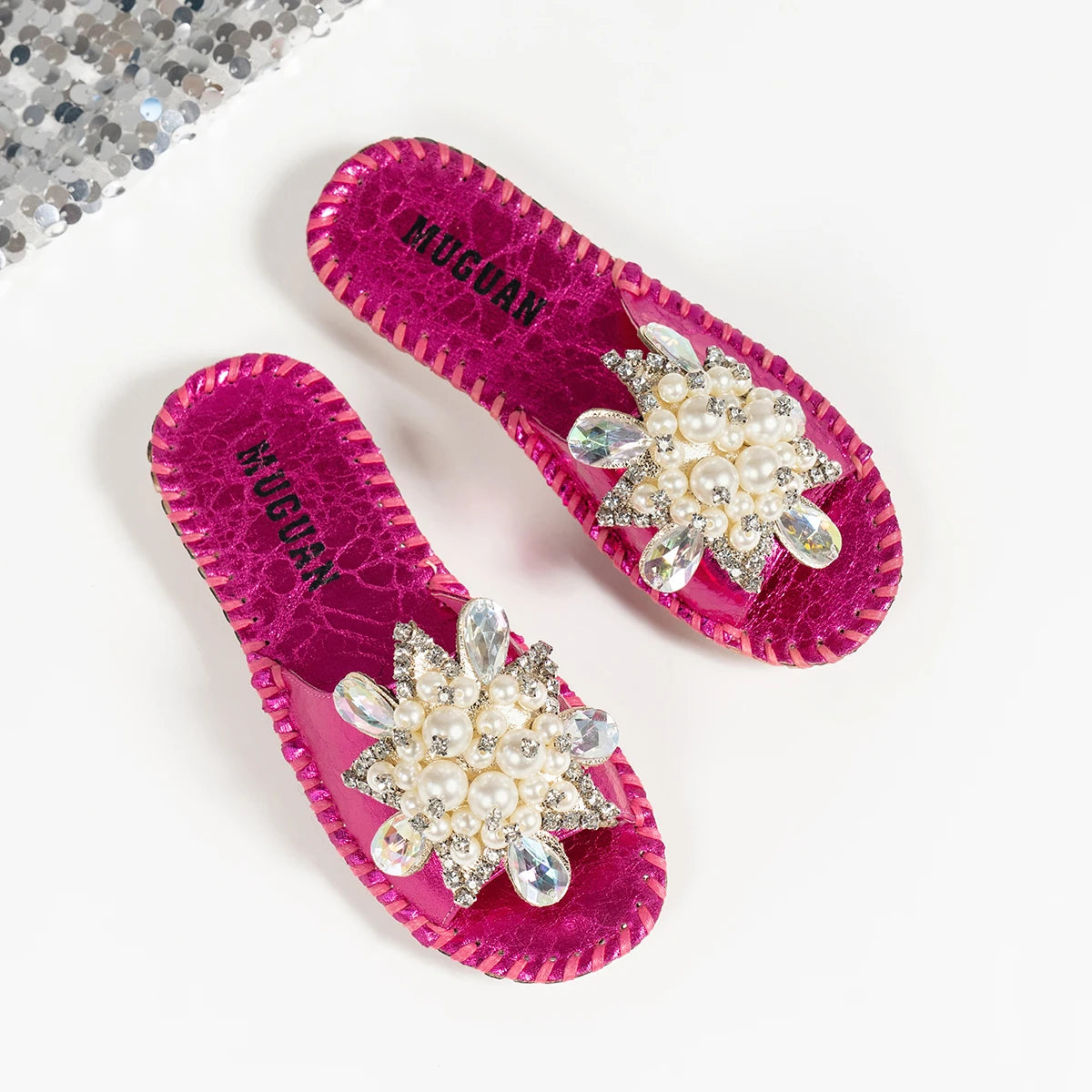 CRYSTAL PEARL FLOWER LUX SANDALS