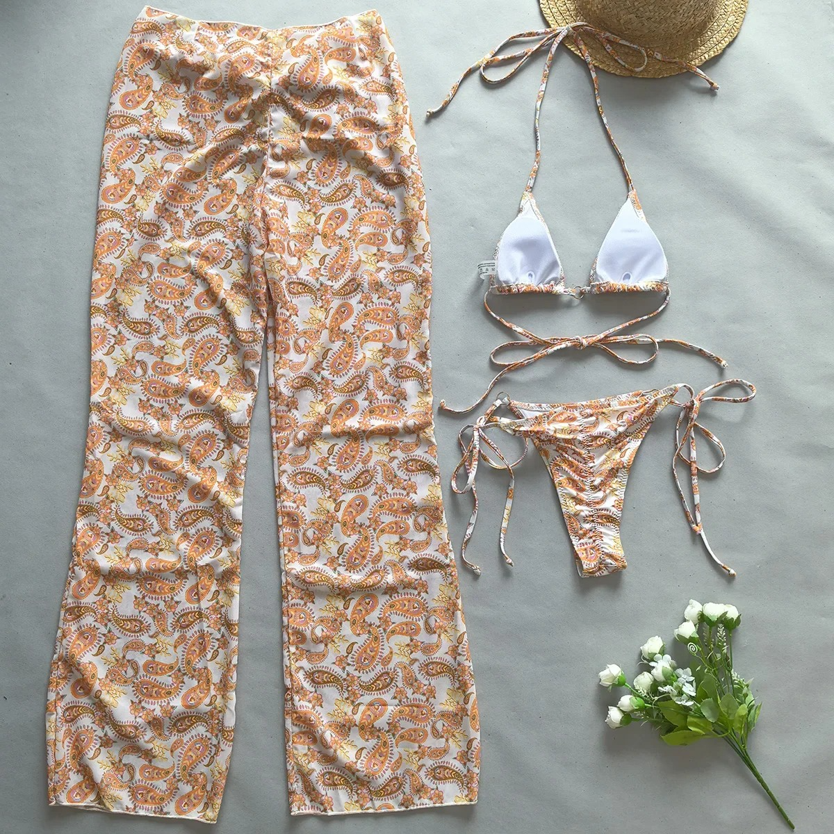 BIKINI + COVERUP PANT RESORT WEAR