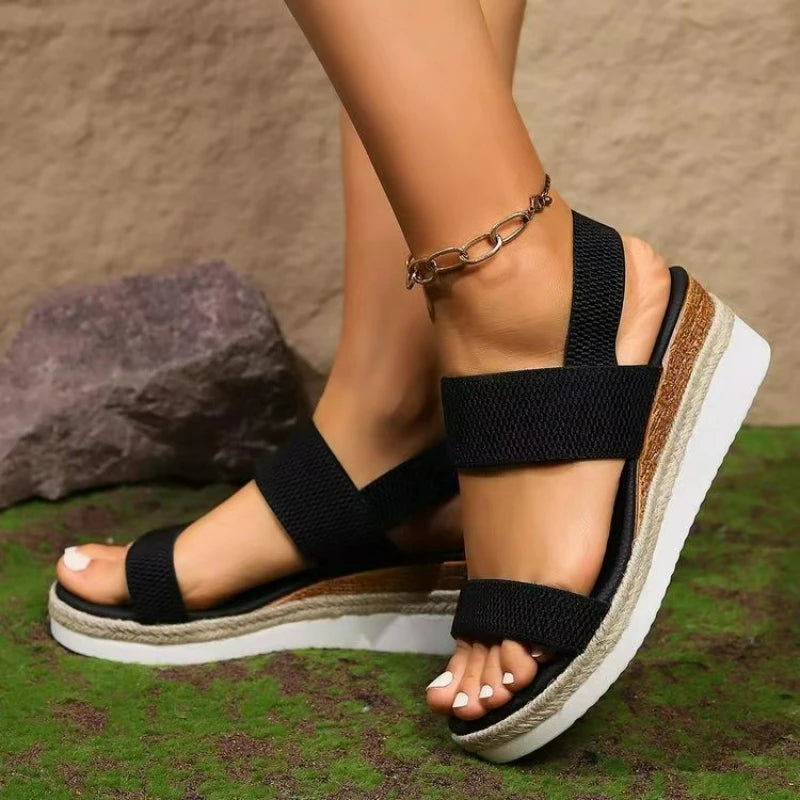 OPEN TOE WEDGE SANDALS