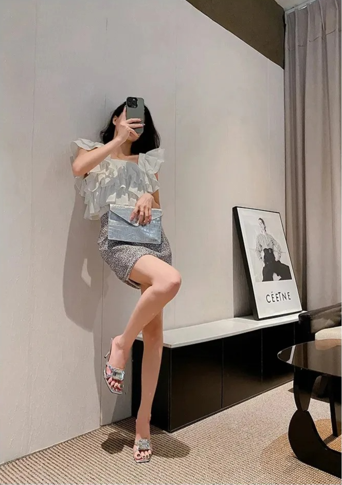 CRYSTAL SQUARE TOE LUX HEEL