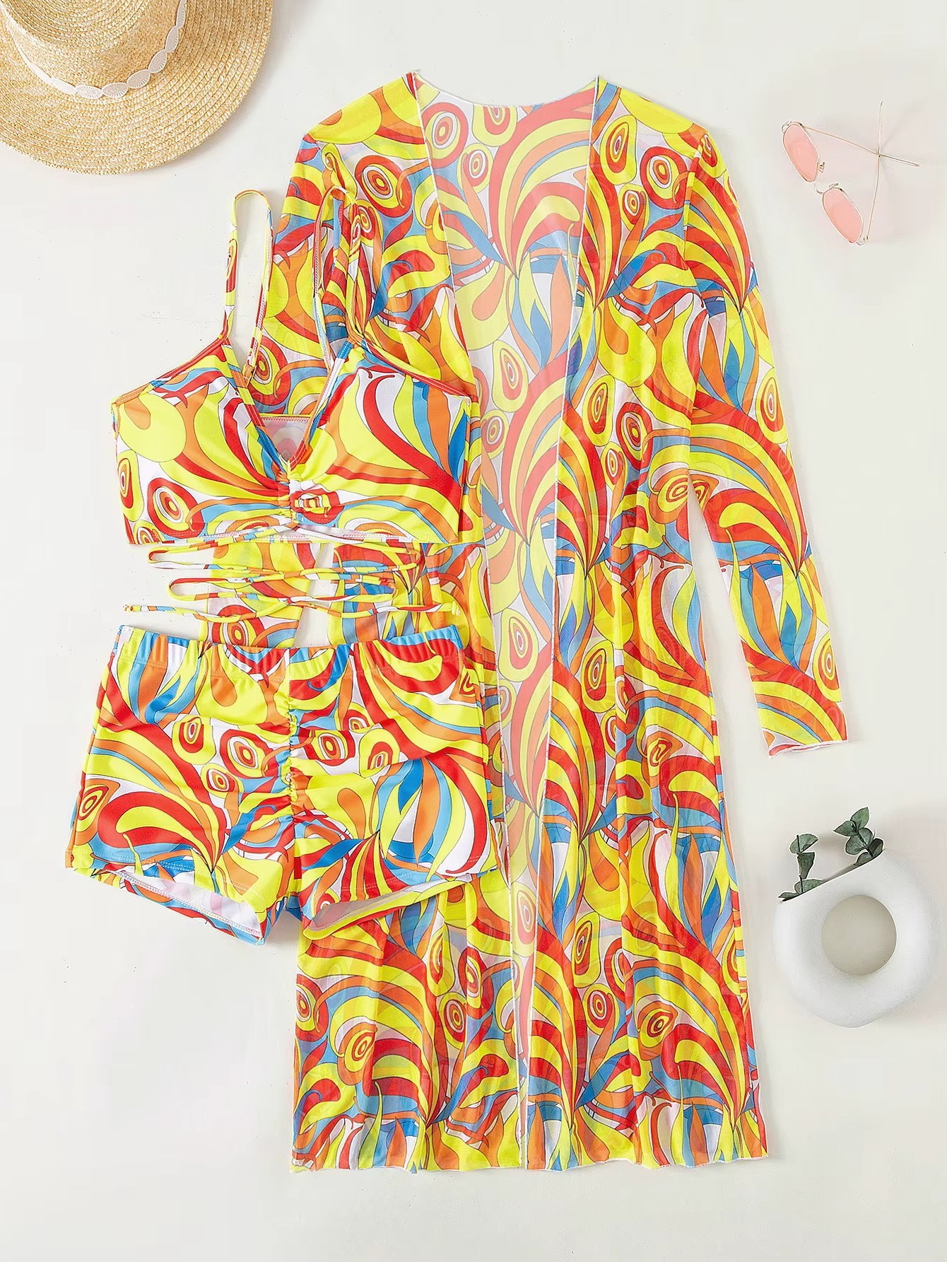 3-PIECE TROPICAL BEACHWEAR