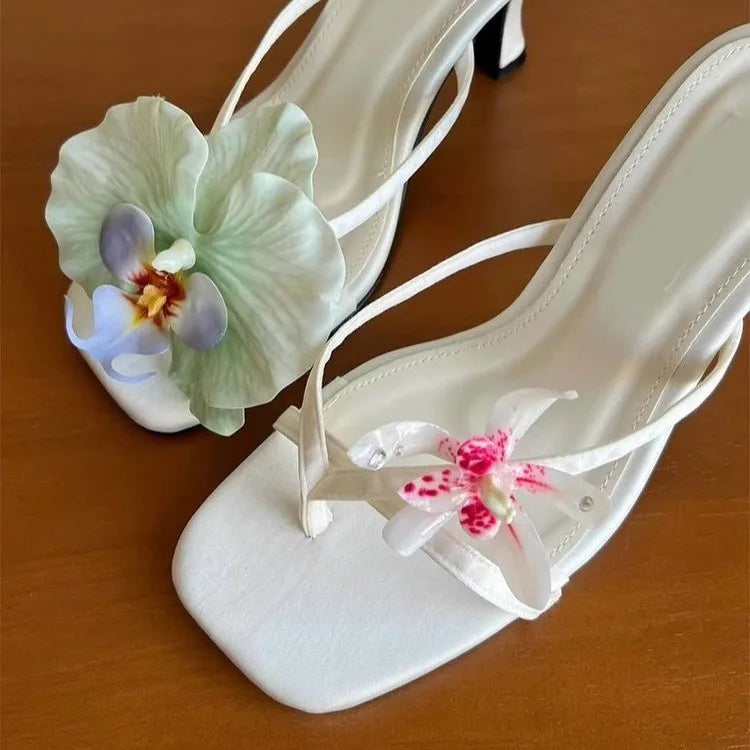 FLORAL SQUARE TOE HEEL