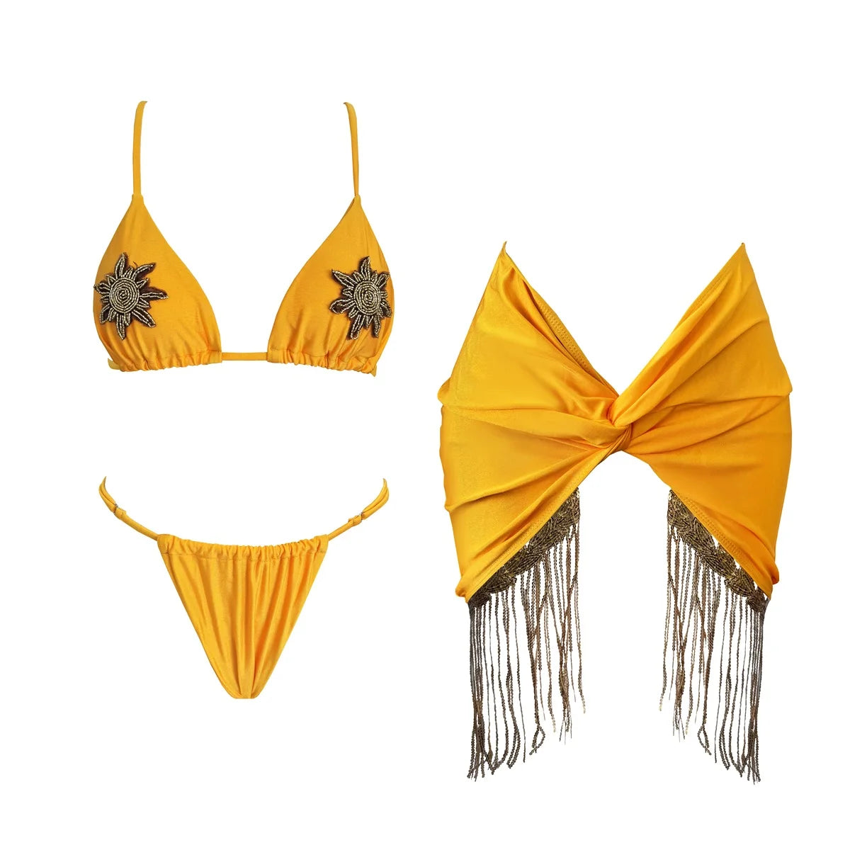 3 PIECE TRIANGLE BIKINI COVERUP SET