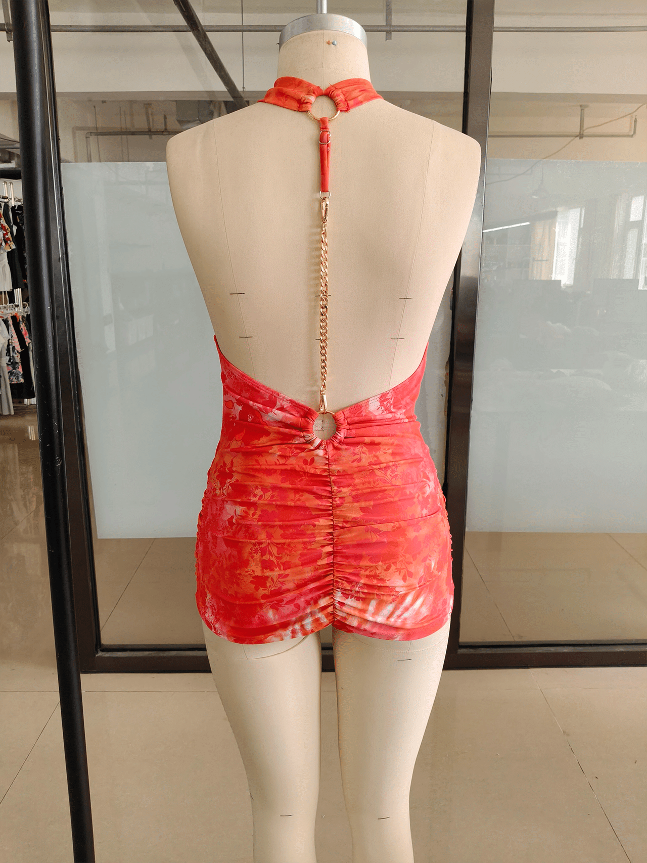 RUFFLE TRIM HALTER SKIRT