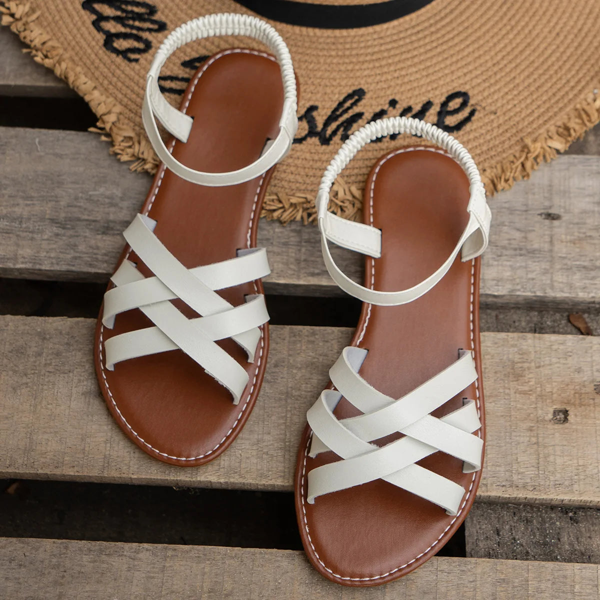 ROMAN STARP FLAT SANDALS