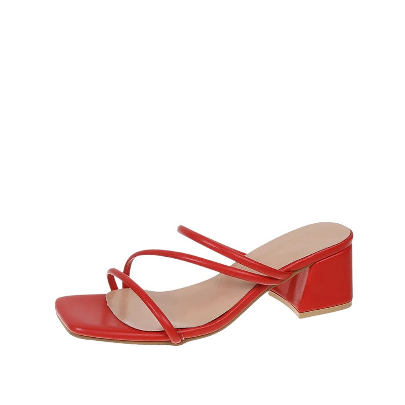 SQUARE TOE STRAP LOW HEEL