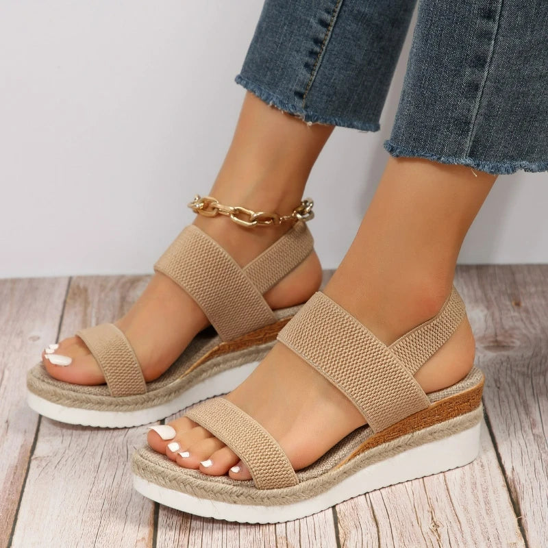 OPEN TOE WEDGE SANDALS