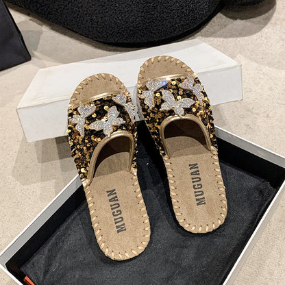 SEQUIN BUTTERFLY LUX SANDALS