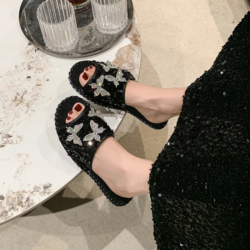 SEQUIN BUTTERFLY LUX SANDALS