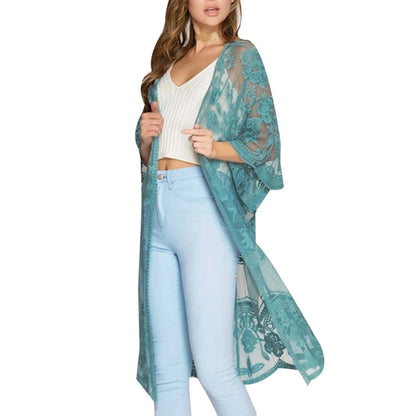 LACE 3/4 SLEEVE COVER-UP