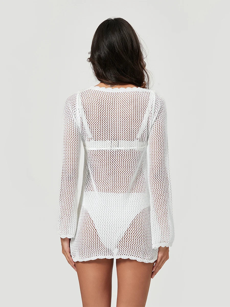 KNIT LONG SLEEVE COVER-UP