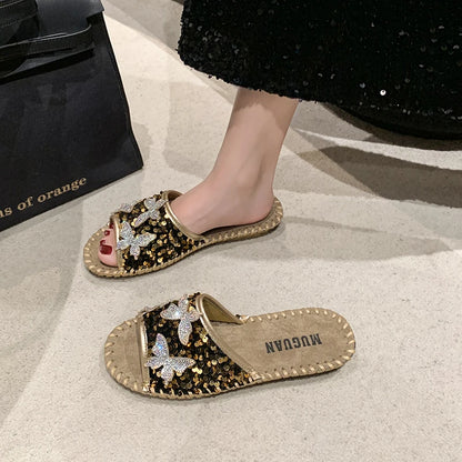 SEQUIN BUTTERFLY LUX SANDALS