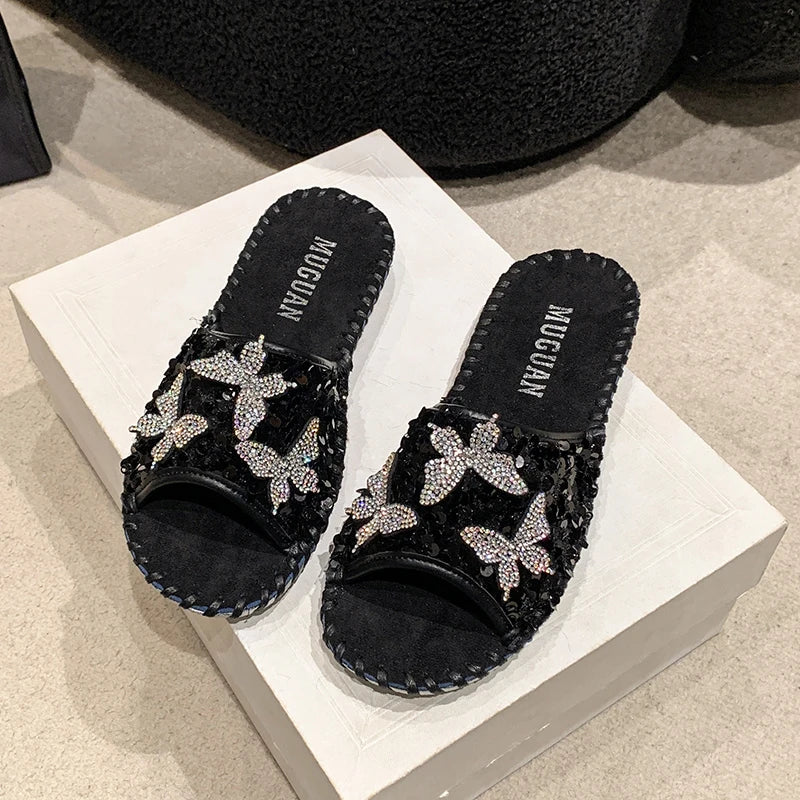 SEQUIN BUTTERFLY LUX SANDALS