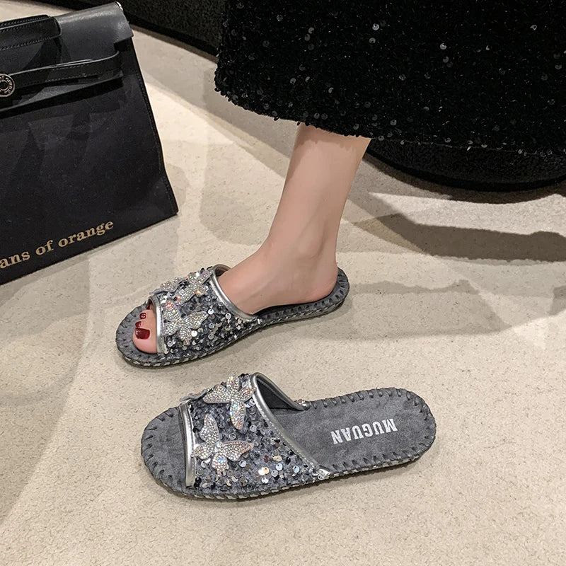 SEQUIN BUTTERFLY LUX SANDALS