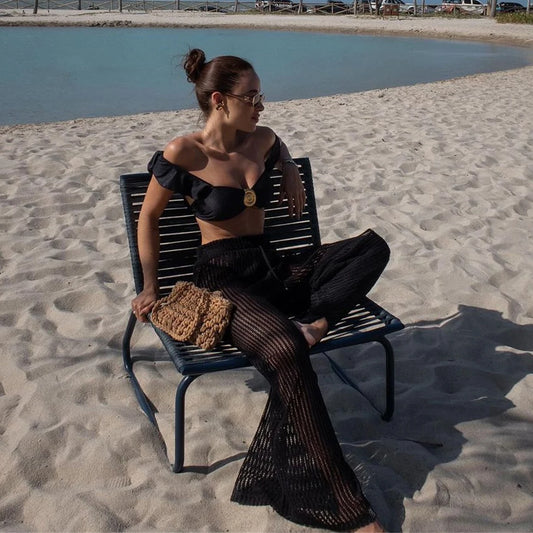 RUFFLE TOP MESH PANT 3 PEICE SET