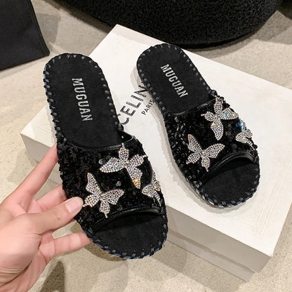 SEQUIN BUTTERFLY LUX SANDALS
