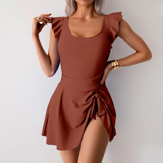 RUFFLE U-NECK BEACHWEAR