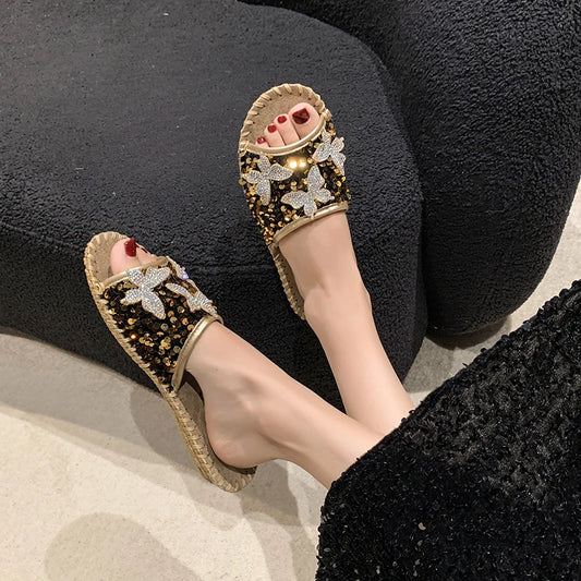 SEQUIN BUTTERFLY LUX SANDALS