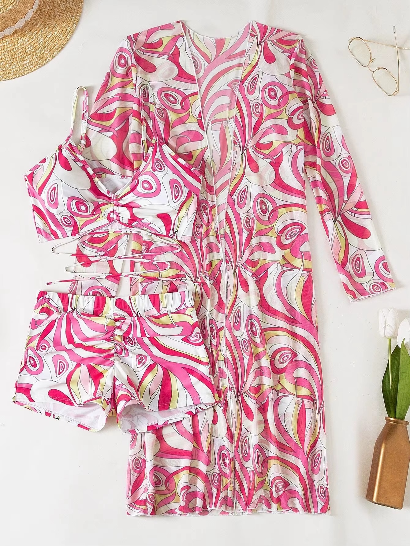 3-PIECE TROPICAL BEACHWEAR