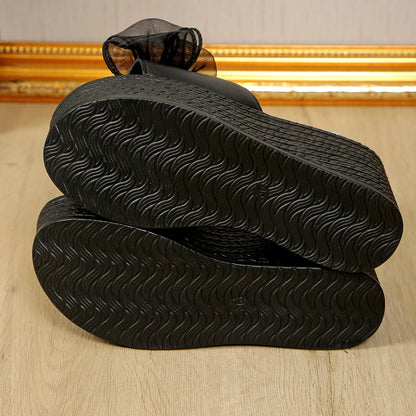 BOW WEDGE HEEL SANDALS
