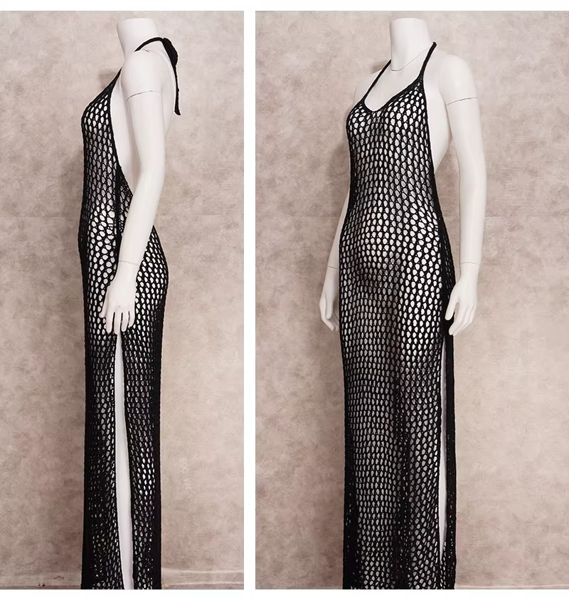 MESH SIDE-SPLIT COVER UP