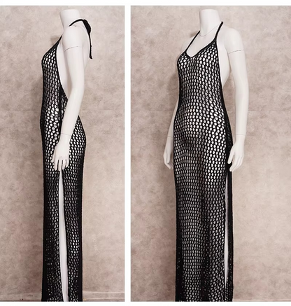 MESH SIDE-SPLIT COVER UP