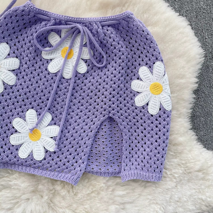 KNITTED TOP & MINI SKIRT