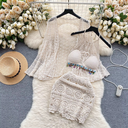CAMI WITH CARDIGAN & SKIRT