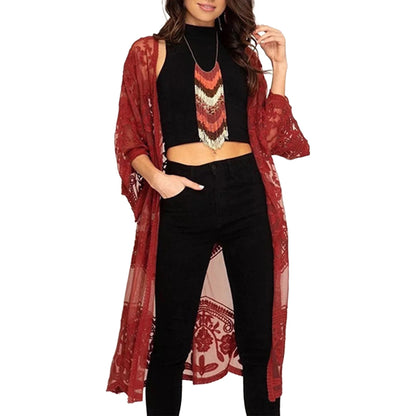 LACE 3/4 SLEEVE COVER-UP