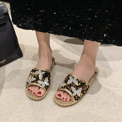 SEQUIN BUTTERFLY LUX SANDALS