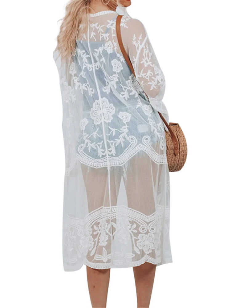 LACE 3/4 SLEEVE COVER-UP