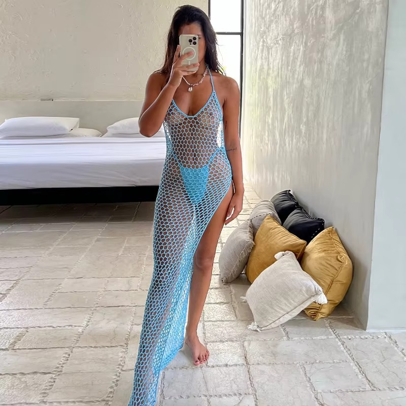 MESH SIDE-SPLIT COVER UP