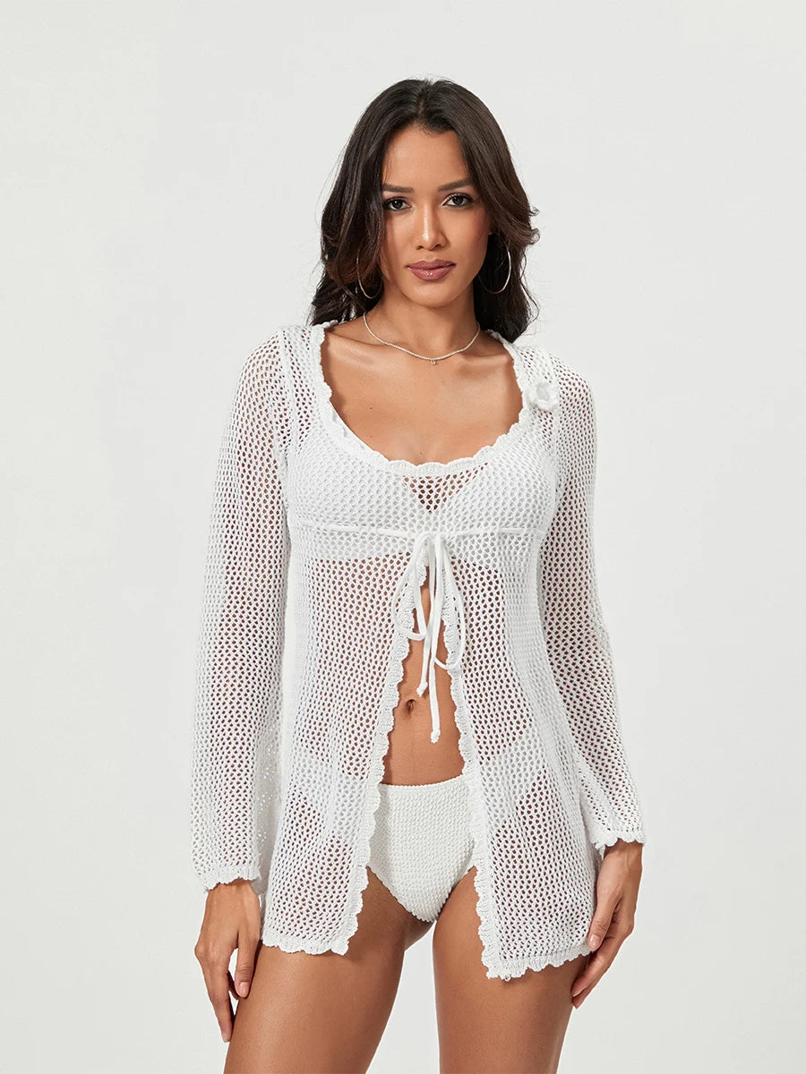 KNIT LONG SLEEVE COVER-UP