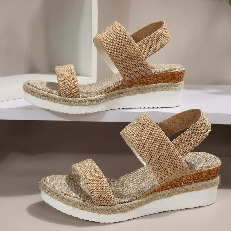 OPEN TOE WEDGE SANDALS