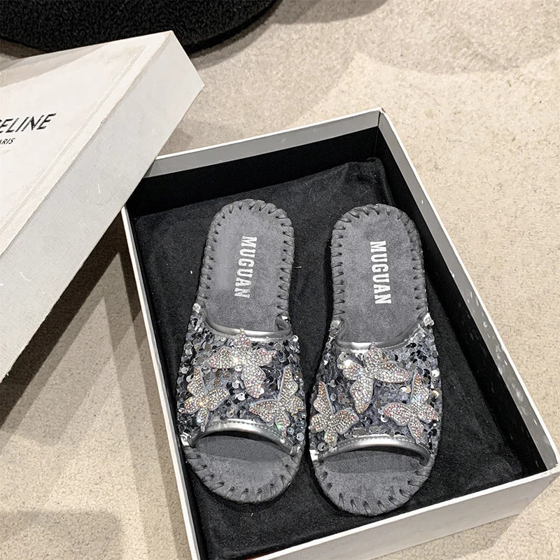 SEQUIN BUTTERFLY LUX SANDALS