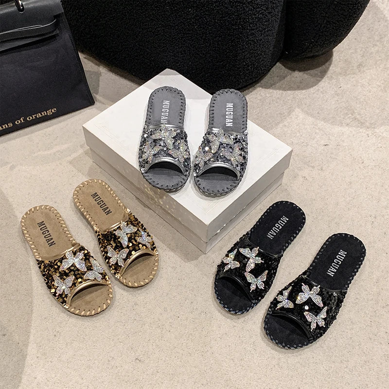 SEQUIN BUTTERFLY LUX SANDALS